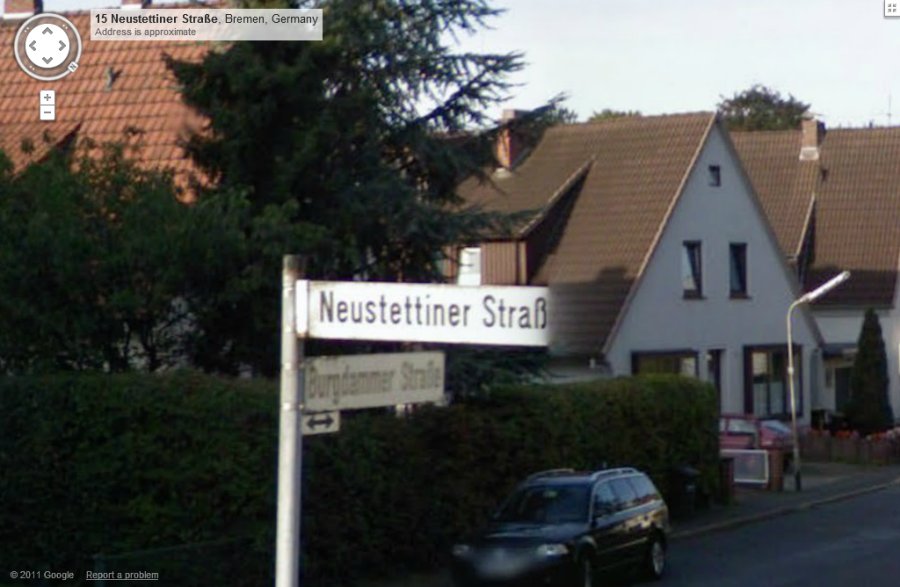 Ulica Szczecinecka w Bremie (Google Street View)