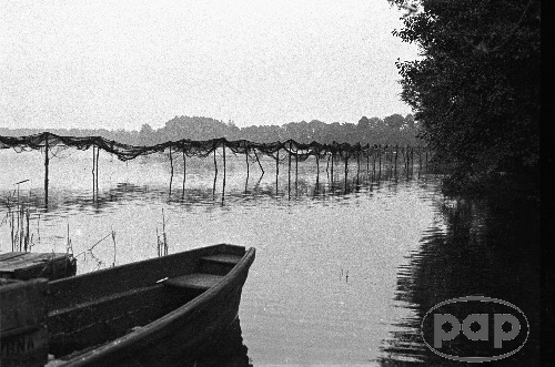 Szczecinek, 1948. Jezioro Trzesiecko. Sieci rybackie Centrali Rybnej Spółka z o.o. Oddział Pomorski w Chojnicach, Filia nr 1 w Szczecinku.